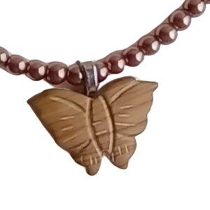 Brown Glass Butterfly Necklace 4282